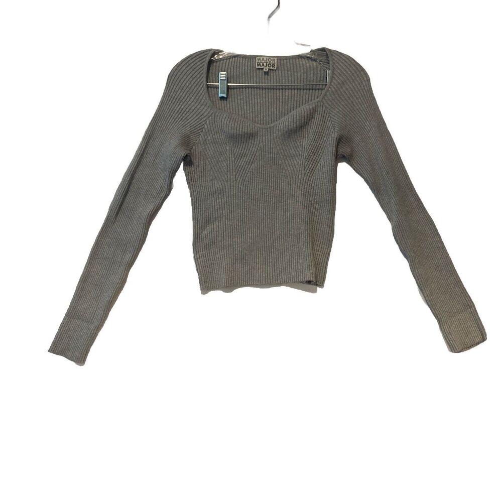 Major Major  grey v neck long sleeve crop top size Medium sweater